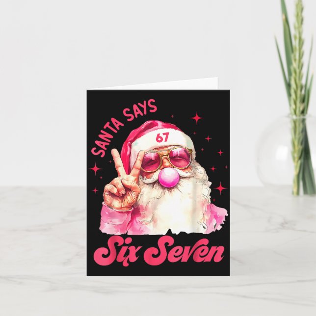 Tarjeta 67 Meme Funny Six Seven Christmas 6-7 Meme Santa 6 (Anverso)