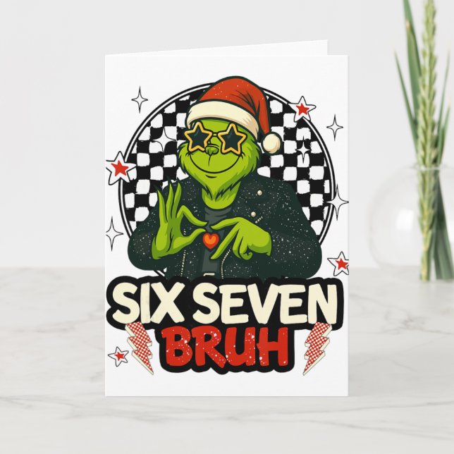 Tarjeta 67 Meme Humor 6-7 Funny Six Seven Christmas  (Anverso)