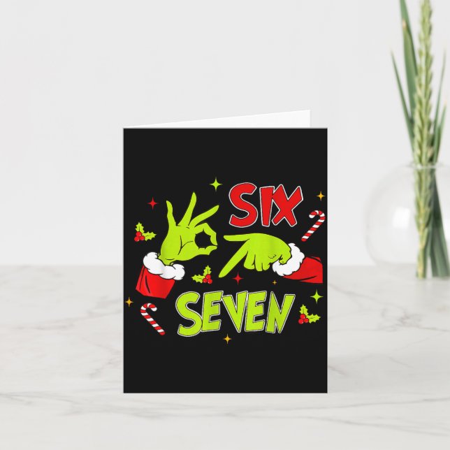 Tarjeta 67 Meme Humor 6-7 Funny Xmas Six Seven Christmas  (Anverso)