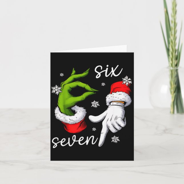Tarjeta 67 Meme Humor Funny Santa Says Six Seven Christmas (Anverso)