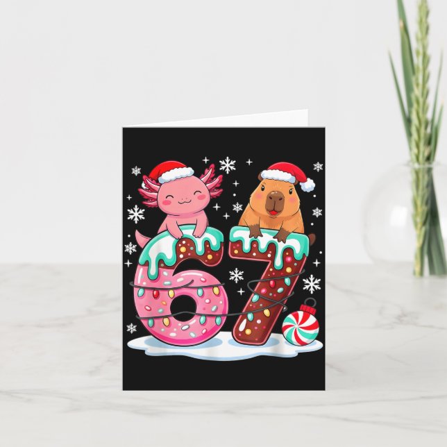 Tarjeta 67 Meme Kawaii Axolotl Capybara Christmas Ice Crea (Anverso)