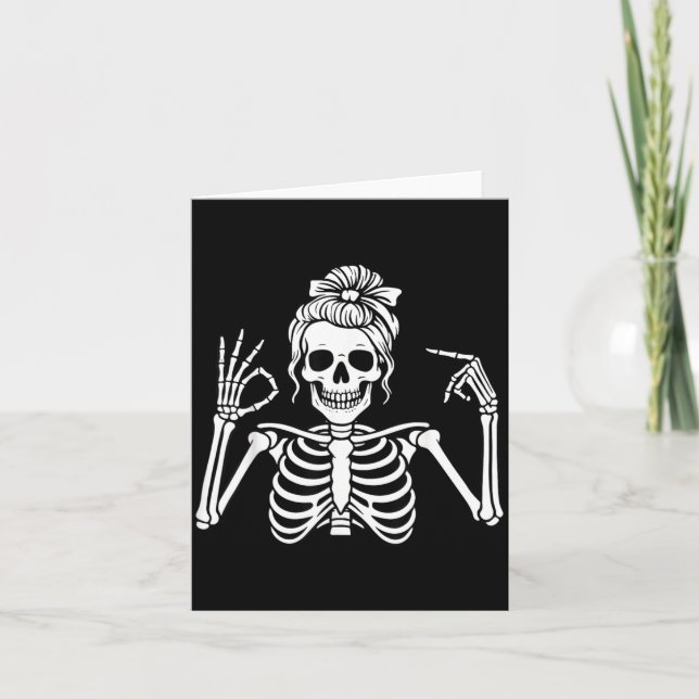 Tarjeta 67 Meme Mano de Esqueleto 6 7 Halloween Seis Siete (Anverso)