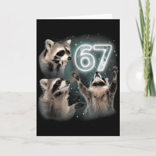 Tarjeta 67 Meme Mapache Aullando A La Luna Seis Siete Basu