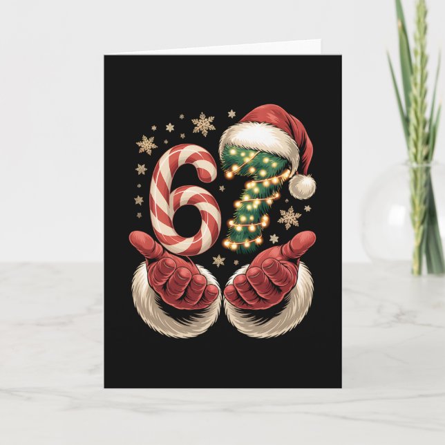 Tarjeta 67 Meme Navidad Divertido 6 7 Gen Alpha jerga Sant (Anverso)