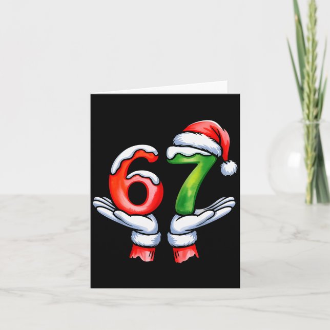 Tarjeta 67 Meme Santa Claus Hand Funny Six Seven Christmas (Anverso)