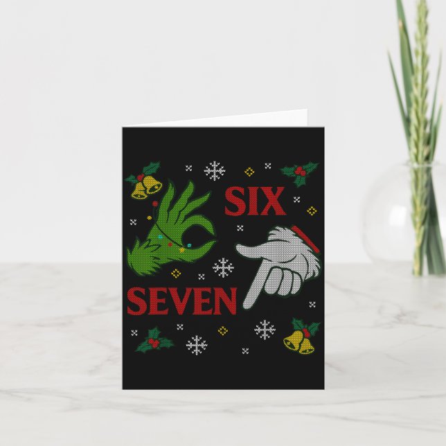 Tarjeta 67 Meme Santa Hands Christmas Ugly Sweater Xmas Ce (Anverso)