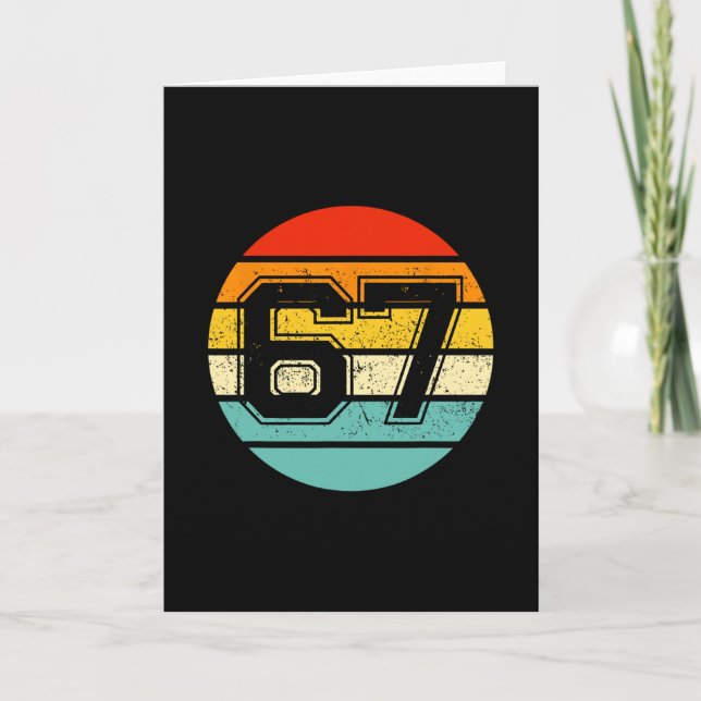 Tarjeta 67 Meme Seis Siete 6 7 Meme Número Divertido Vinta (Anverso)