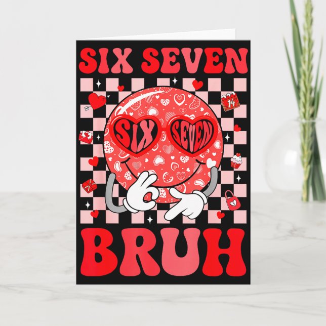 Tarjeta 67 Meme Six Seven 6 7 Bruh Valentine Heart Boys Gi (Anverso)