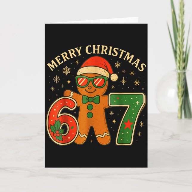 Tarjeta 67 Meme Six Seven 6 7 Meme Funny Christmas Gingerb (Anverso)