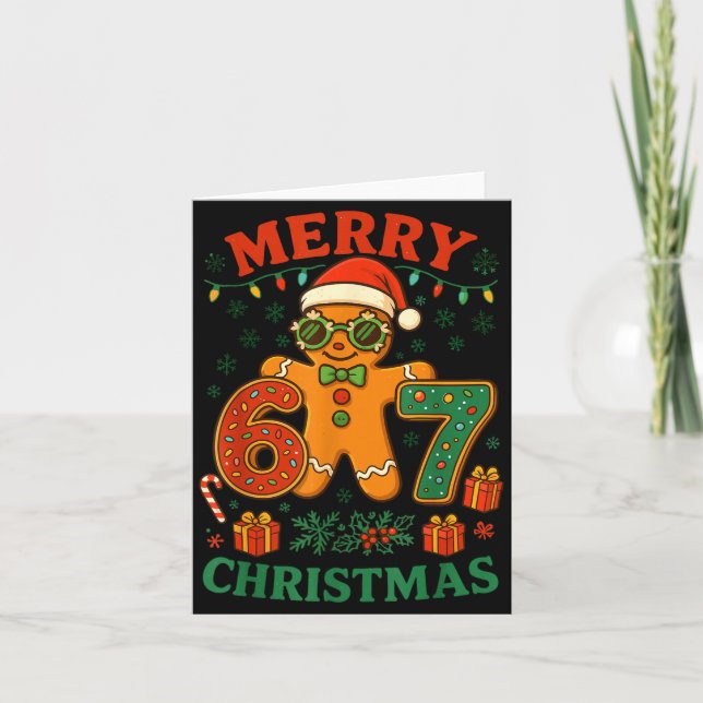 Tarjeta 67 Meme Six Seven 6 7 Meme Funny Christmas Gingerb (Anverso)