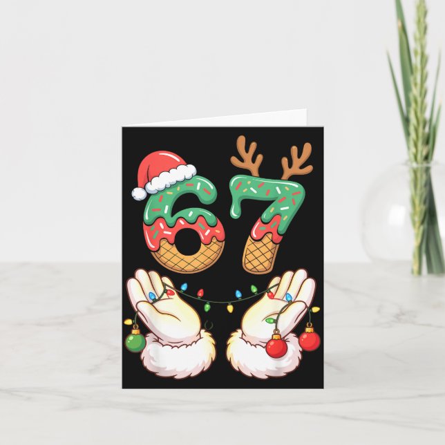 Tarjeta 67 Meme Six Seven 6 7 Meme Funny Christmas Santa R (Anverso)