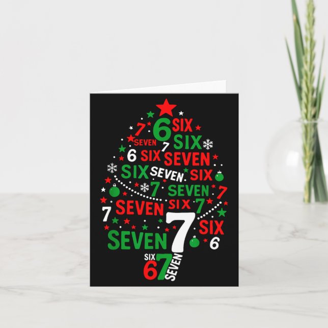 Tarjeta 67 Meme Six Seven Boys Girls Kids Christmas Tree  (Anverso)