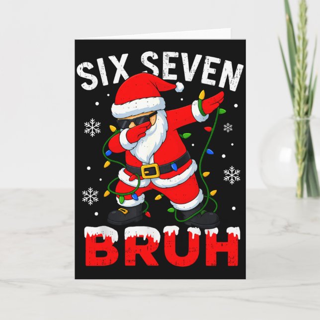 Tarjeta 67 Meme Six Seven Bruh Dabbing Santa Funny Christm (Anverso)