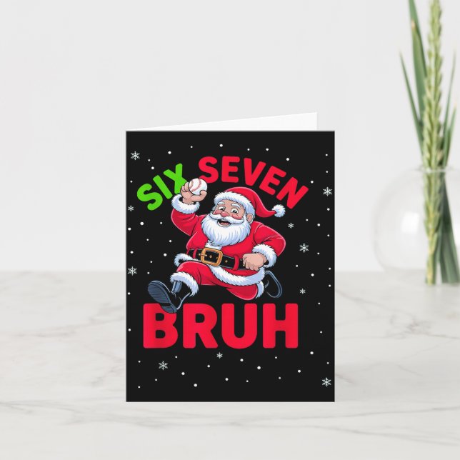 Tarjeta 67 Meme Six Seven Bruh Santa Baseball Christmas Bo (Anverso)