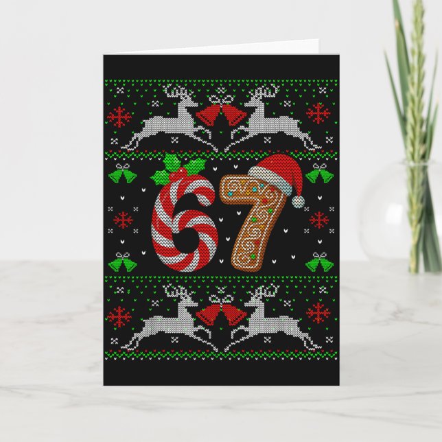 Tarjeta 67 Meme Six Seven Funny Ugly Christmas Xmas Sweate (Anverso)