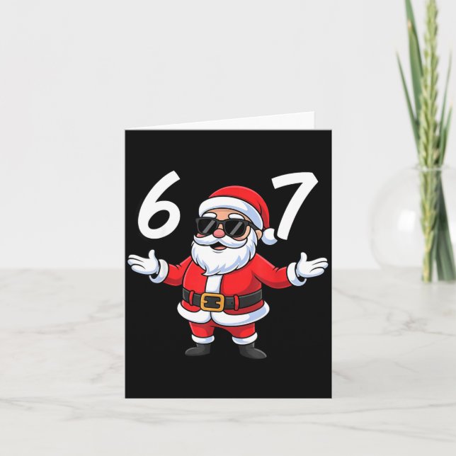 Tarjeta 67 Meme Six Seven Number 6 7 Santa Xmas Christmas  (Anverso)