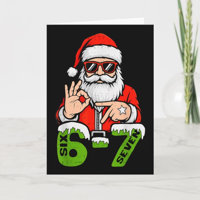 Tarjeta 67 Meme Six Seven Santa Funny Christmas Gen Z Alph (Anverso)