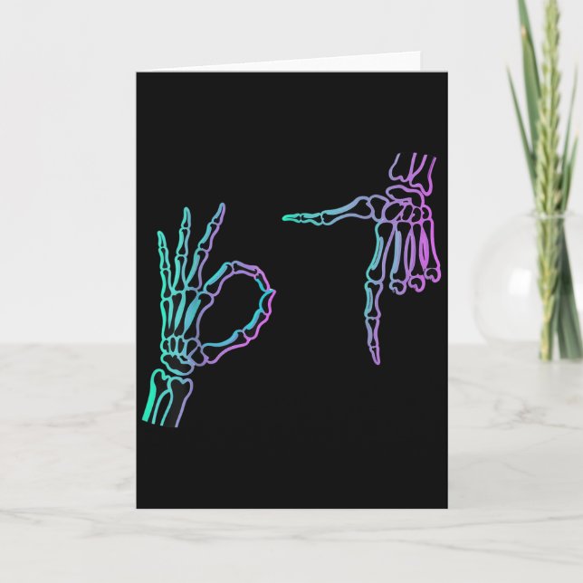 Tarjeta 67 Meme Skeleton Hand 6 7 Halloween Six Seven  (Anverso)
