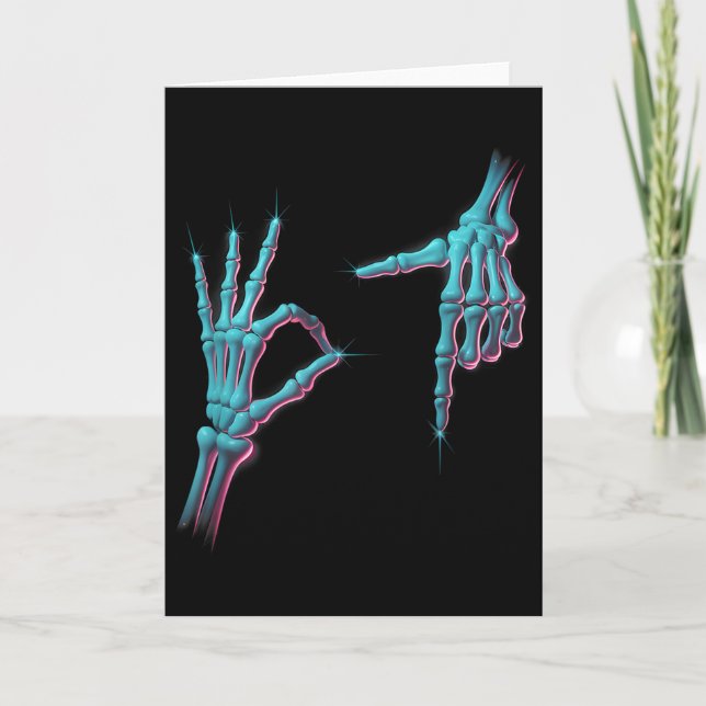 Tarjeta 67 Meme Skeleton Hand 6 7 Halloween Six Seven Funn (Anverso)