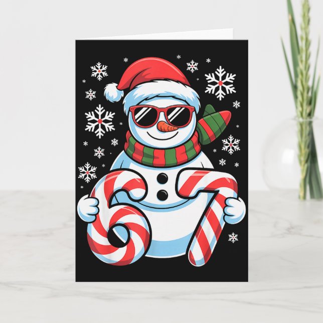 Tarjeta 67 Meme Snowman Brainrot Funny Christmas Kids Boys (Anverso)