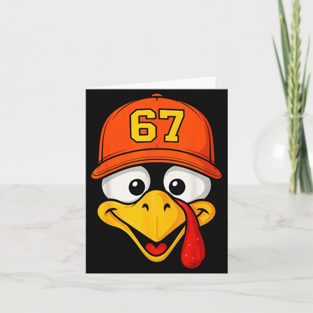 Tarjeta 67 Meme Turkey Face Six Seven Thanksgiving 6 7 Men (Anverso)