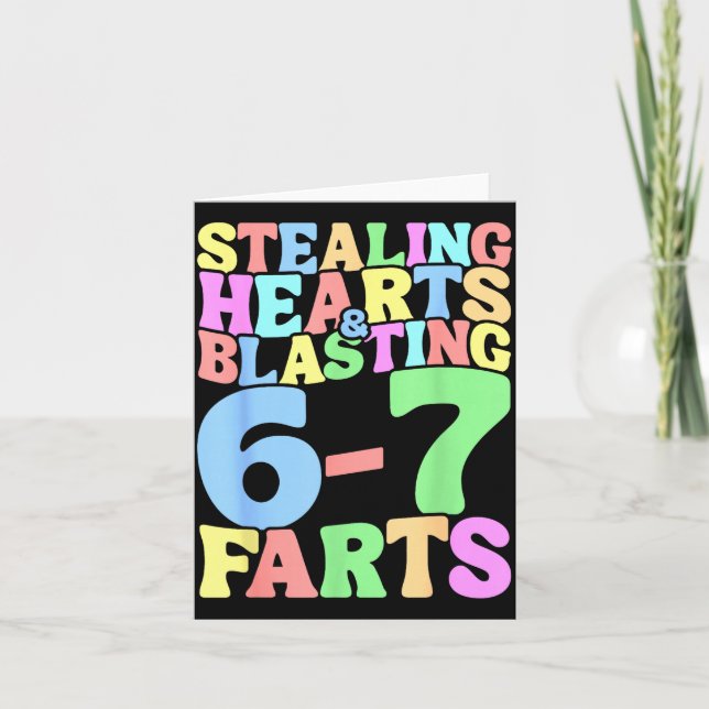 Tarjeta 67 Meme Valentine's Day Six Seven 6-7 Funny Steali (Anverso)