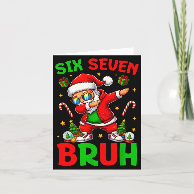 Tarjeta 67 Navidad Divertido Seis Siete Meme Brainrot Sant (Anverso)
