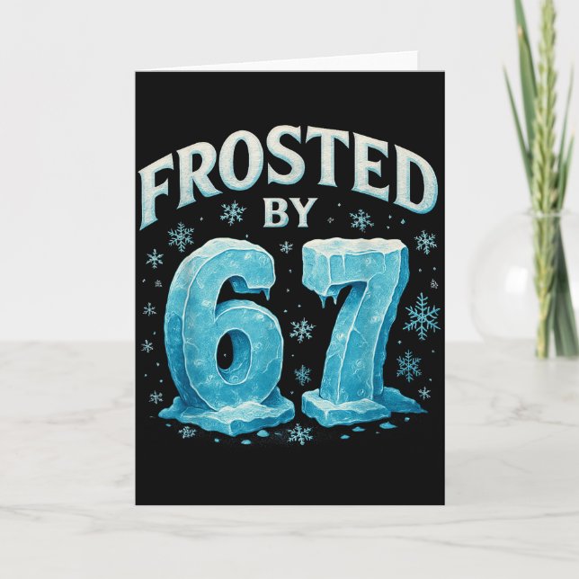 Tarjeta 67 Navidad Hielo Escarcha Frío 6 7 Internet Meme N (Anverso)