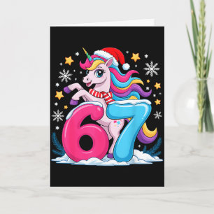 Tarjeta 67 Navidad Unicornio Lindo Seis Siete Meme 6 7 Chr
