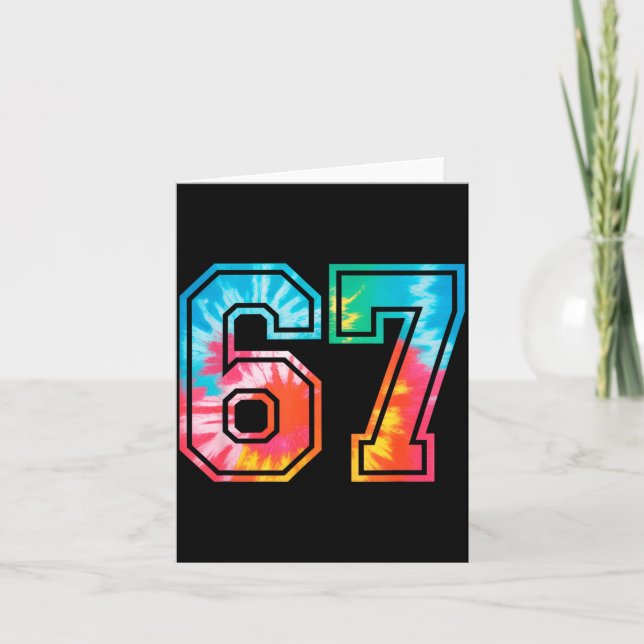 Tarjeta 67 Number Meme Funny Six Seven Tie Dye Gen Alpha S (Anverso)