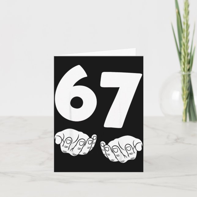 Tarjeta 67 Number Sixty-seven Funny Hands Meme Teen Kid Ma (Anverso)