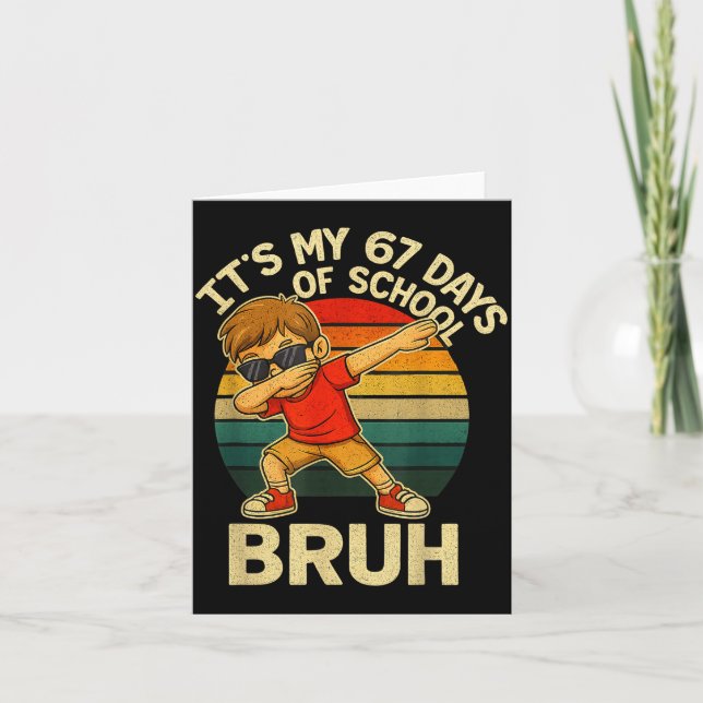 Tarjeta 67 números de meme haciendo dabbing Son mis 67 día (Anverso)