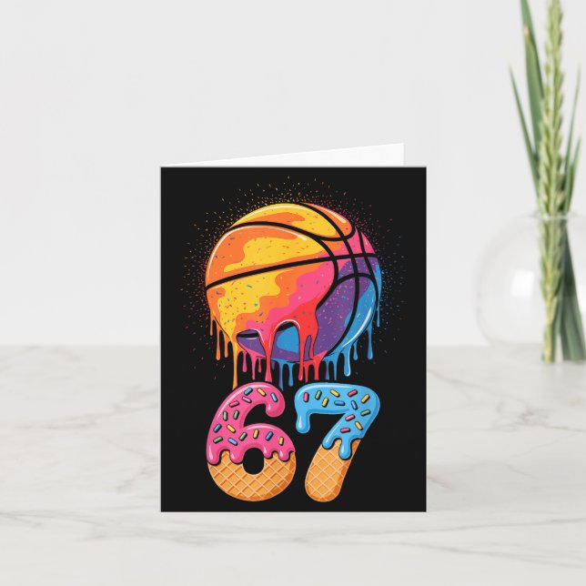 Tarjeta 67 Player 67th Birthday Basketball Drip Number Ice (Anverso)