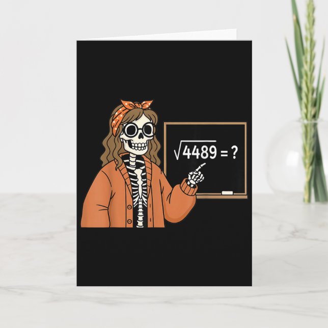 Tarjeta 67 Profesor de Matemáticas Esqueleto Halloween Roo (Anverso)