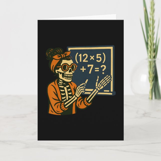 Tarjeta 67 Profesor Esqueleto de Halloween Seis Siete Meme (Anverso)