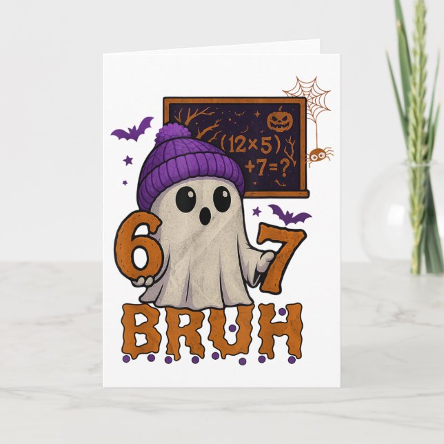 Tarjeta 67 Profesor Fantasma de Halloween Seis Siete Meme  (Anverso)