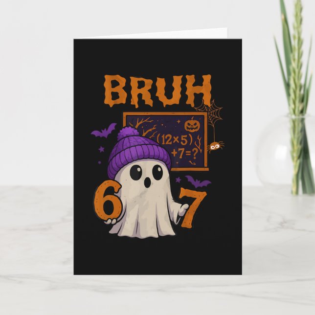 Tarjeta 67 Profesor Fantasma de Halloween Seis Siete Meme  (Anverso)