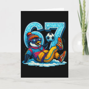 Tarjeta 67 Regalo de meme divertido de fútbol de pingüino