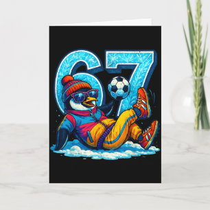 Tarjeta 67 Regalo de meme divertido de fútbol de pingüino 