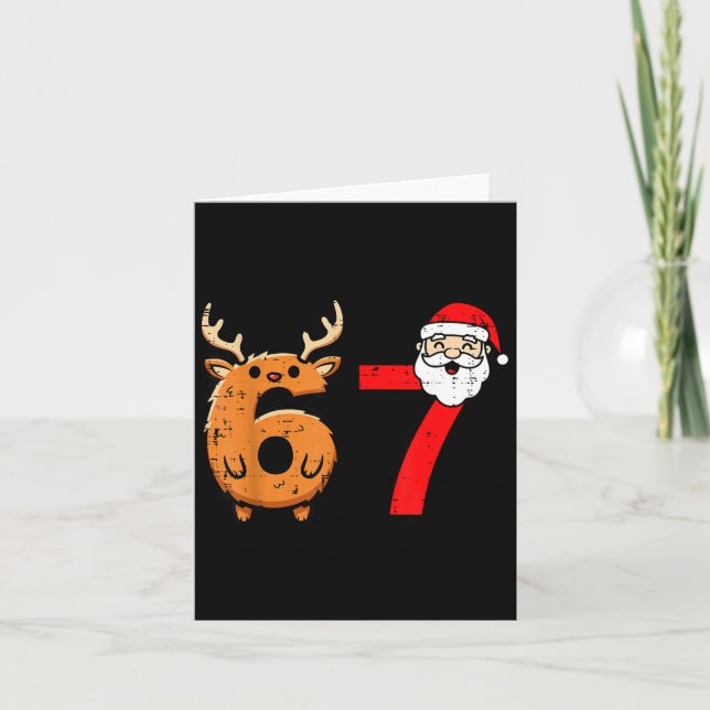 Tarjeta 67 Reindeer Santa Funny 6 7 Meme Christmas Men Wom (Anverso)