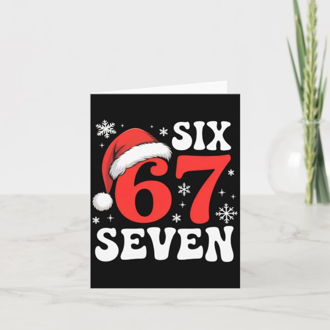 Tarjeta 67 Santa Hat Christmas Six Seven Funny Sayings  (Anverso)