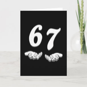 Tarjeta 67 Seis Siete Con Manos Arte Blanco Y Negro