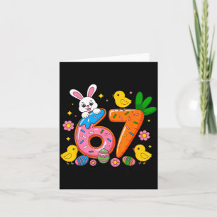 Tarjeta 67 seis siete lindo conejo de Pascua día niña niño