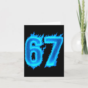 Tarjeta 67 Seis Siete Llama Azul Colorido Divertido Divert