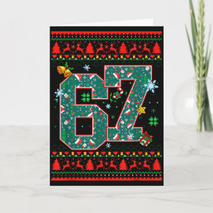 Tarjeta 67 Seis Siete Navidad Divertido Meme Mano 67 Parej