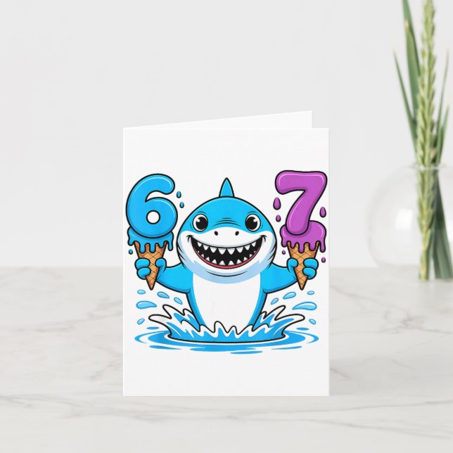 Tarjeta 67 Shark Six Seven Ice Cream Drip Funny Gen Alpha  (Anverso)