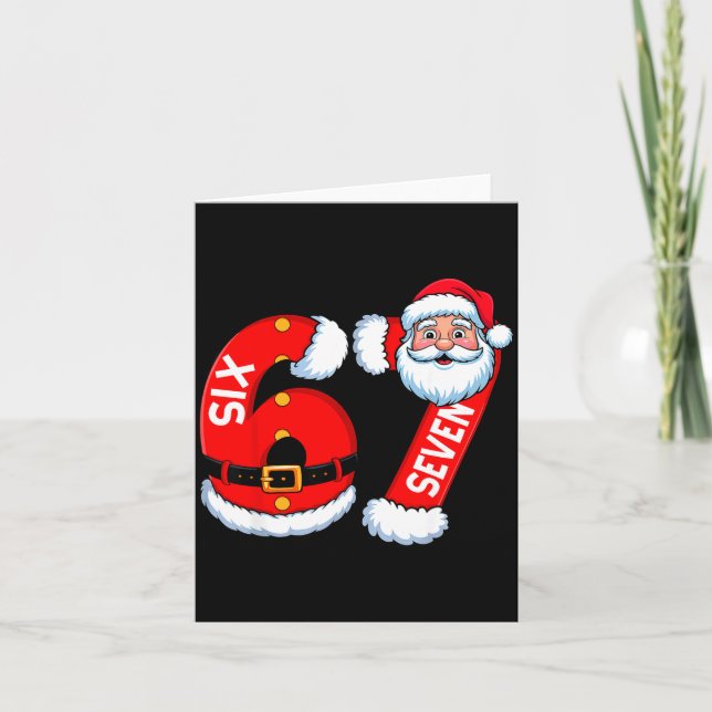 Tarjeta 67 Six Seven 6 7 Meme Funny Santa Christmas Shirt  (Anverso)