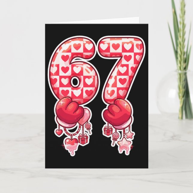 Tarjeta 67 Six Seven Brain Rot Meme San Valentín Gen Alpha (Anverso)