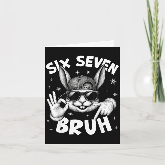 Tarjeta 67 Six Seven Bruh Cute Bunny Face With Sungles Eas (Anverso)