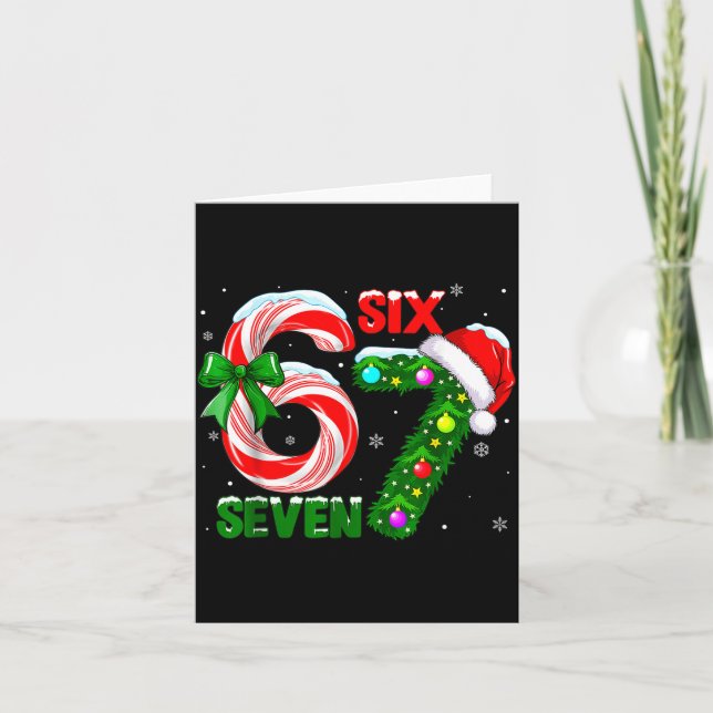 Tarjeta 67 Six Seven Bruh Funny Christmas 6 7 Meme Men Wom (Anverso)